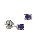 Genuine Sterling Silver 4mm Round Crystal / Cubic Zirconia Birthstone Stud Earrings - Available January to December birthstones