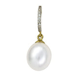 Genuine 9ct Yellow Gold Freshwater Cultured Pearl White CZ Drop Studs