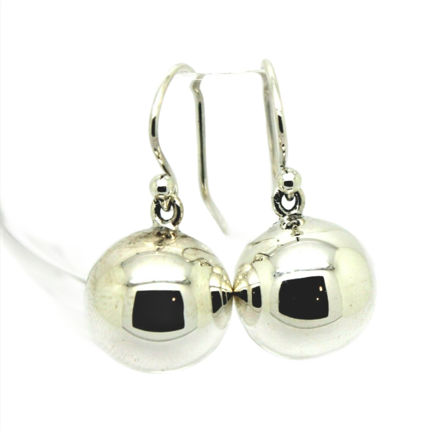 Genuine Large Sterling Silver 925 14mm Ball Drop Earrings