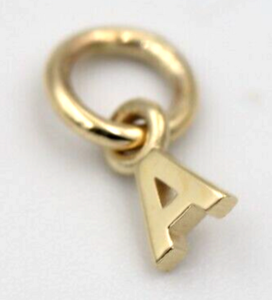 Genuine 9ct 9kt Genuine Tiny Very Small Yellow, Rose or White Gold Initial Pendant Charm A