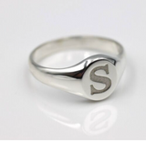Genuine Heavy Solid Sterling Silver 925 Oval Men Signet Ring With One Initial