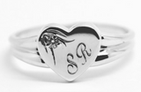 Size X 9ct Yellow, Rose or White Gold Heart Signet Ring 11mm heart + Engraving + Cubic zirconia