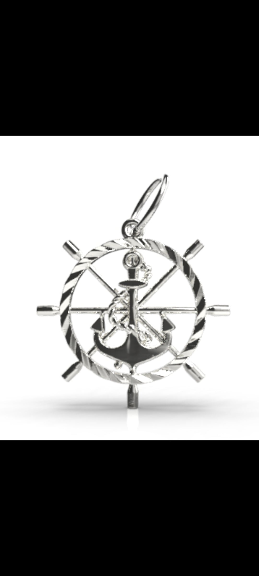 Genuine 9k 9ct Yellow, Rose or White Gold Anchor Wheel Charm Pendant Nautical Pendant