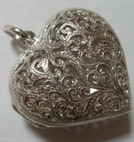 Heavy Genuine Sterling Silver Filigree Heart Pendant Locket