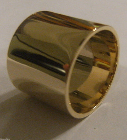 Size M, Genuine Solid 9t Yellow, Rose or White Gold / 375 Full 16mm Extra Wide Band Ring