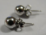 Genuine 14ct White Gold 6mm Stud Ball Earrings With Butterfly Backs