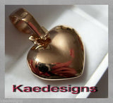 Kaedesigns, Genuine 9ct Heavy Full Solid Yellow, Rose or White Gold Heart Pendant With Enhancer