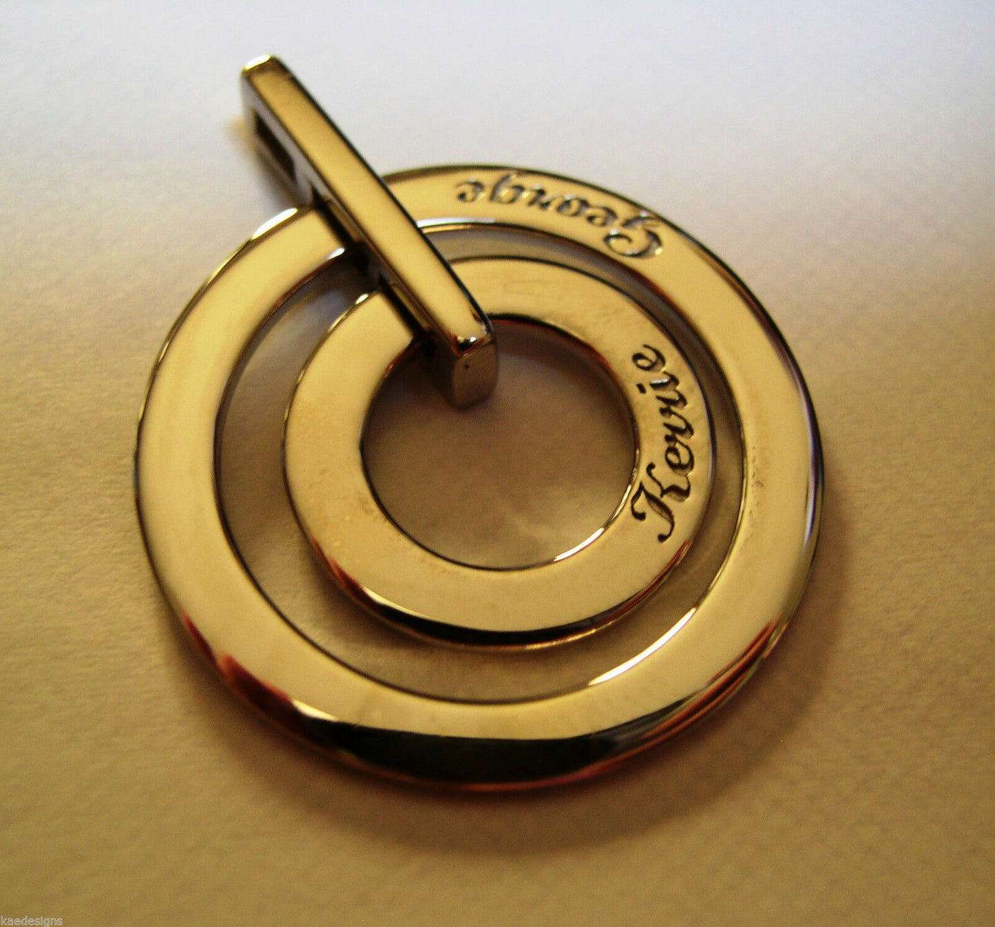 Genuine Solid 9ct White Gold Heavy Personalized & Engraveable 2 Circles Pendant