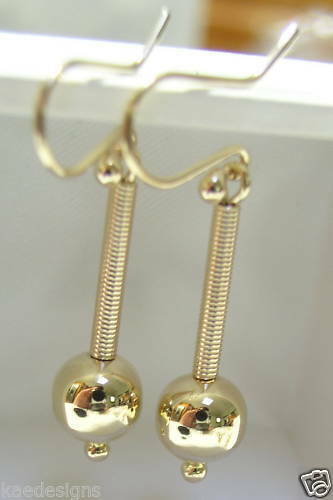 Kaedesigns, Genuine 9ct 9kt Yellow, Rose & White Gold Spinning 8mm Ball Drop Earrings