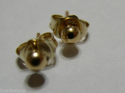 Kaedesigns, Genuine 14ct Yellow Gold 3mm Stud Ball Earrings