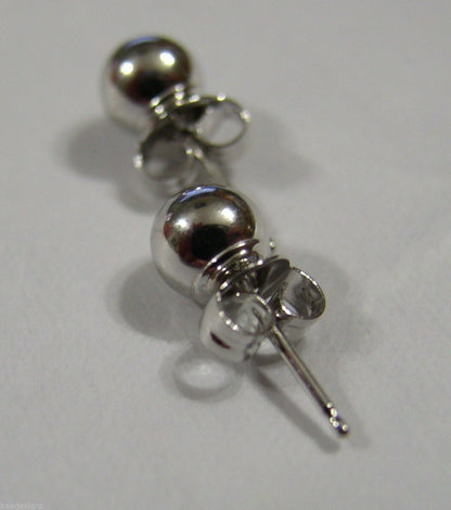 Genuine 14ct White Gold 7mm Stud Ball Earrings With Butterfly Backs