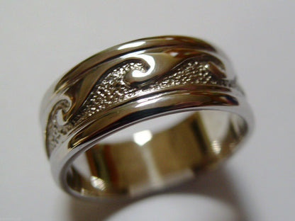 Kaedesigns New Genuine Solid 9ct 9kt Yellow, Rose or White Gold Mens Surf Wave Ring Size X 258