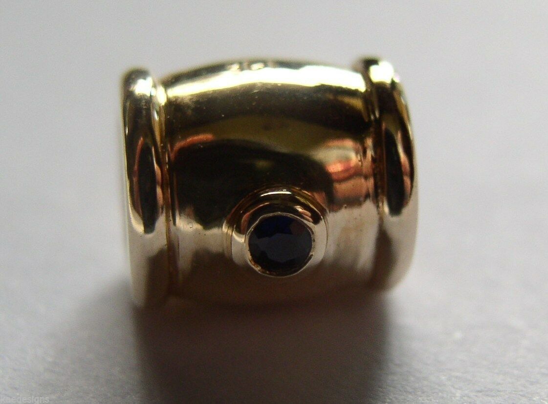 Kaedesigns Genuine 9ct 9k Yellow, Rose or White Gold Blue Sapphire Bead For Charm Bracelet