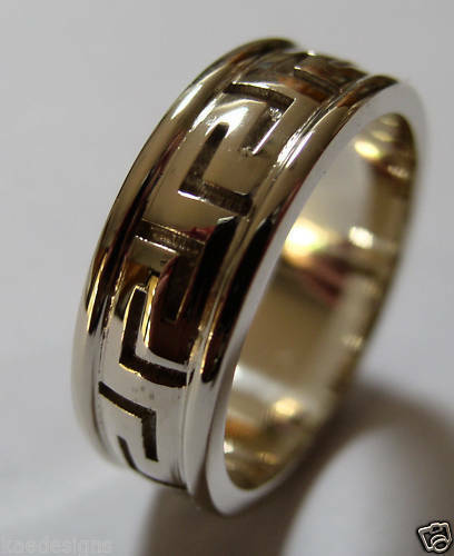 Size Y / 12 Kaedesigns New Genuine Solid 9ct Yellow, Rose or White Gold Heavy Greek Key Ring