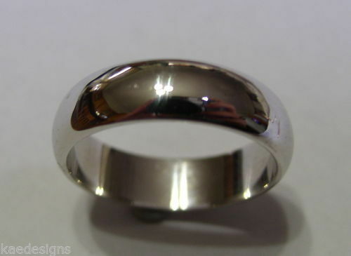 Size T Genuine Heavy Solid 9ct 9kt White Gold 6mm Wedding Band Ring