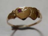 Kaedesigns, Genuine Childs 9ct Yellow, Rose or White Gold Double Heart Ruby Signet Ring