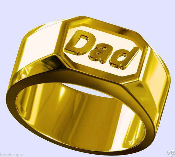 Kaedesigns Genuine New Custom Made Solid 9ct 9kt Gold Dad Mens Signet Ring
