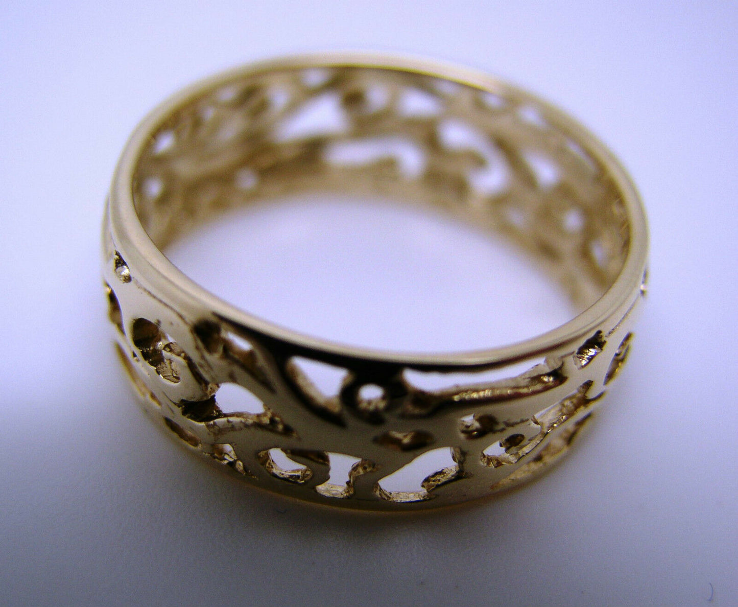 Size R Genuine 9ct 9K Full Solid Wide Yellow, Rose or White Gold Filigree Vine Ring 235