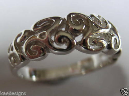 Kaedesigns New Genuine Sterling Silver Solid Swirl Filigree Ring 358