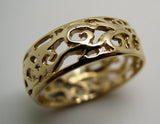 Size R Genuine 9ct 9K Full Solid Wide Yellow, Rose or White Gold Filigree Vine Ring 235