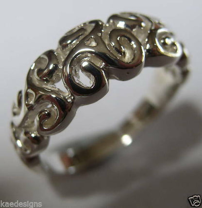 Kaedesigns New Genuine Sterling Silver Solid Swirl Filigree Ring 358