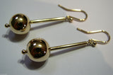 Kaedesigns Genuine 9ct 9K Yellow, Rose or White Gold 12mm Euro Ball Drop Earrings