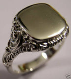 Genuine Size T Mens Sterling Silver Square Engraved Signet Ring