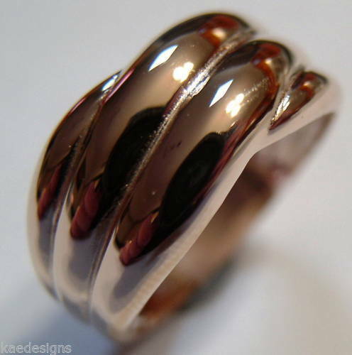 Kaedesigns Size T / 9 5/8  New Genuine 9ct 9k Yellow, Rose or White Gold Heavy Ridged Dome Ring