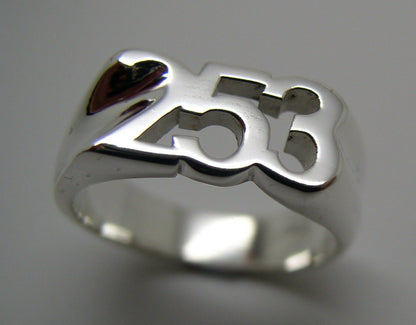 Kaedesigns, Custom Made Sterling Silver Large Ring With Your Choice Of 3 Numbers