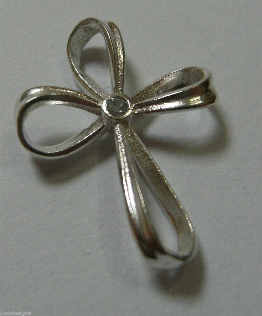 Kaedesigns, New Genuine Sterling Silver Cross White Sapphire Set Cross  Pendant