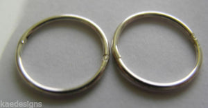 Sterling Silver Sleepers Hinged Earrings Plain 12mm