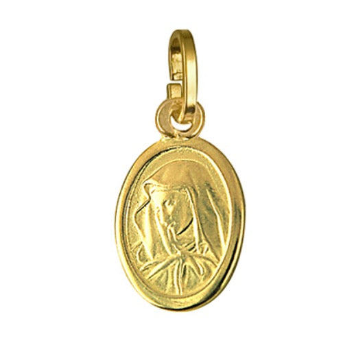 Genuine 9ct Yellow Gold or Sterling Silver Oval Mary Madonna Pendant or Charm 12mm x 8mm