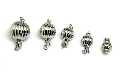 Genuine Sterling silver 6mm, 7mm, 8mm, 10mm, 12mm Corrugated Ball Pearl Clasp