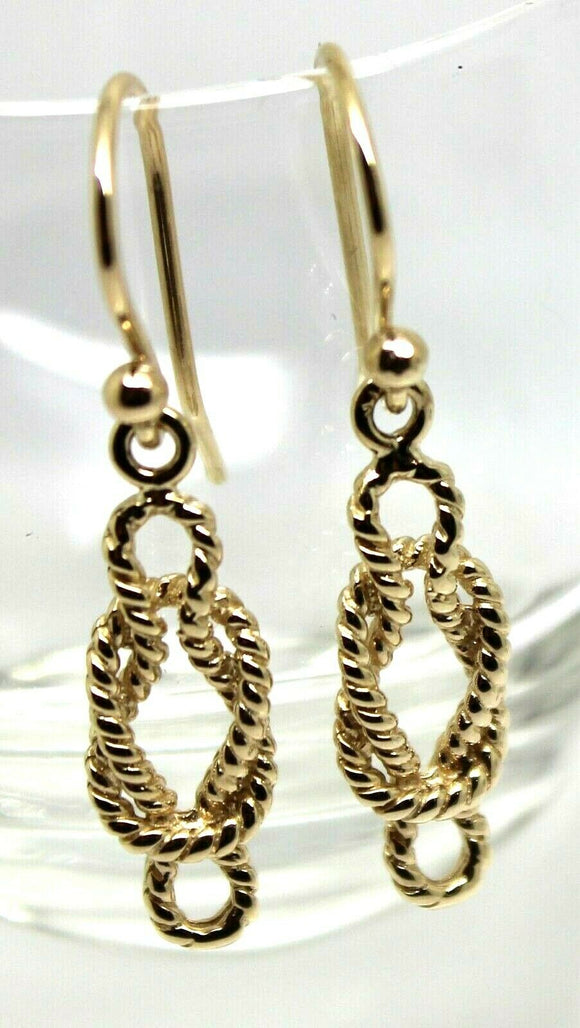 Genuine New 9ct Yellow, Rose or White Gold Swirl Knot Hook Earrings