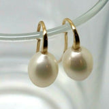 Genuine 9ct Yellow Gold Oval Freshwater Pearl Ball Earrings