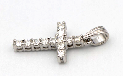 0.35cts Claw Set 18ct 750 White Gold Round Diamond Cross Pendant