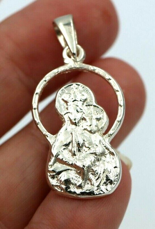 Sterling Silver 925 Modern Abstract Mary & Jesus Pendant
