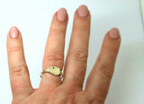 Size O / 7 Genuine 9ct Small Yellow, Rose or White Gold Childs Emerald Shield Signet Ring