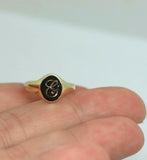 Size G 9ct 9K Yellow Gold Oval Signet Ring 9mm x 7mm + Engraving of 1 initial