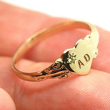 Size J,  August Birthstone 9ct Yellow, Rose or White Gold 375 Green Peridot Stone Heart Signet Ring + Engraving