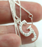 Sterling Silver Cubic Zirconia Initial G Pendant with 45cm + 5cm Extender Chain