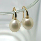 Genuine 9ct Yellow Gold Oval Freshwater Pearl Ball Earrings