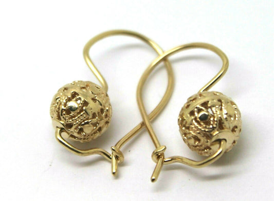 Genuine 9ct 9k Yellow, Rose or White Gold 10mm Ball Drop Filigree Earrings