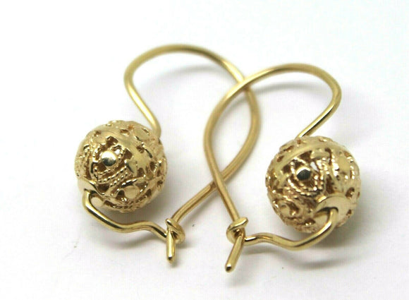 9ct 9k Yellow Gold 10mm Ball Drop Filigree Earrings *Free Express Post In Oz*