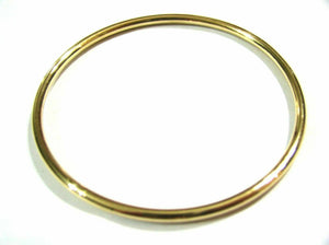 Genuine 9ct Yellow, Rose or White Gold 3mm Wide Hollow Golf Bangle 58mm Diameter