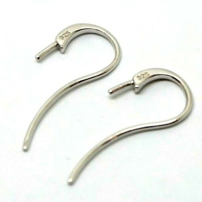 Genuine Sterling Silver 925 Earring Hooks For Earrings with Pearl Pin