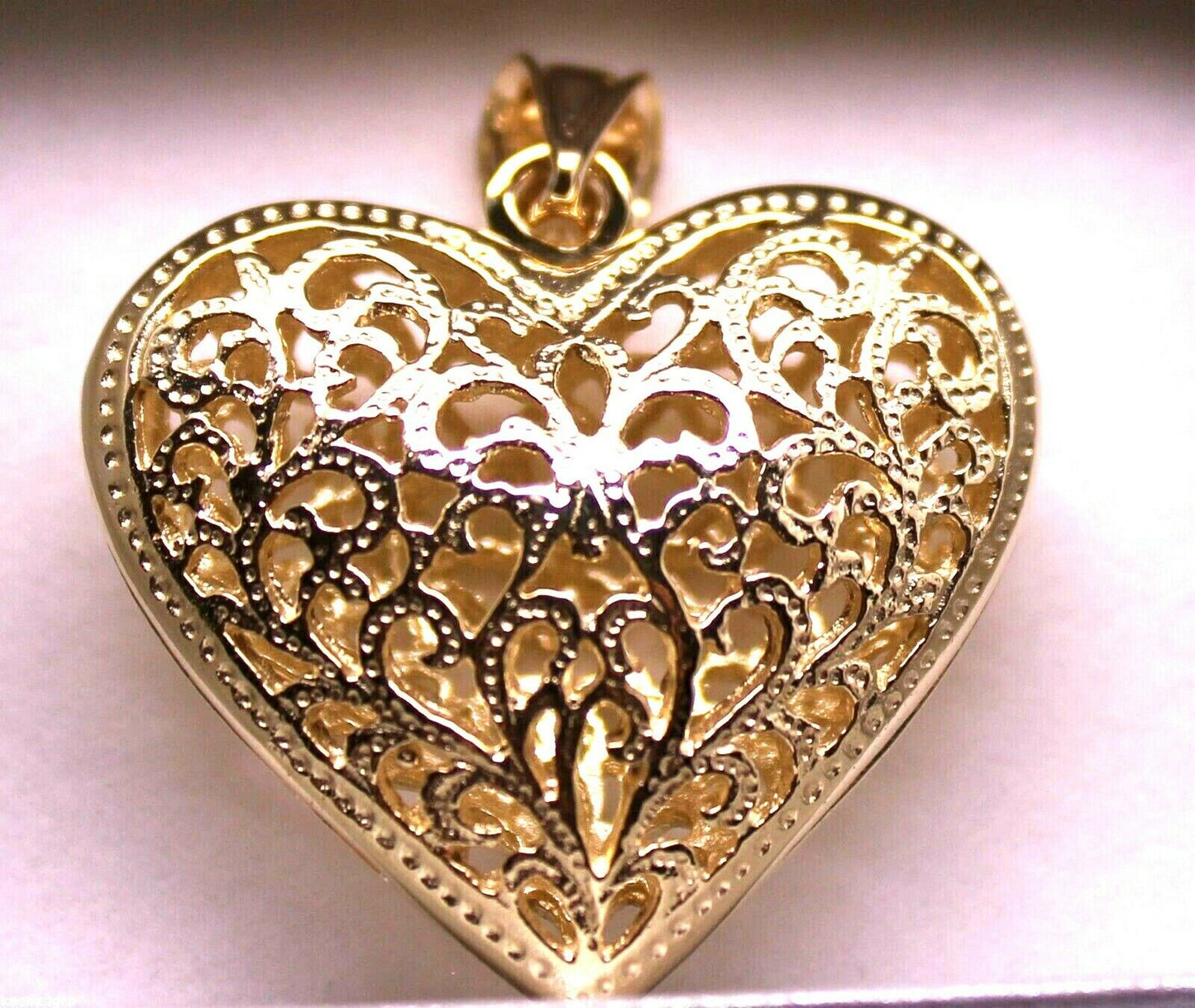 Kaedesigns, Genuine 9ct 9k Huge Large Yellow, Rose or White Gold Filigree Heart Pendant