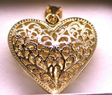 Kaedesigns, Genuine 9ct 9k Huge Large Yellow, Rose or White Gold Filigree Heart Pendant