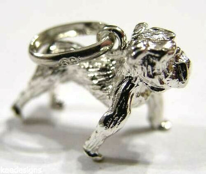 Genuine Sterling Silver Solid Bull Dog Bulldog Pendant / Charm