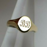 Size F 9ct 9K Yellow, Rose or White Gold Oval Signet Ring 9mm x 7mm + Engraving of 2 initial